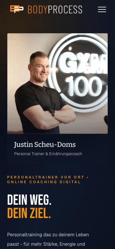 Body Process — Mobile-Ansicht