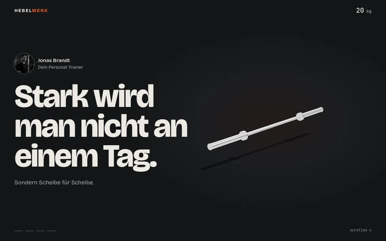 HEBELWERK – Personal Trainer — Desktop-Ansicht
