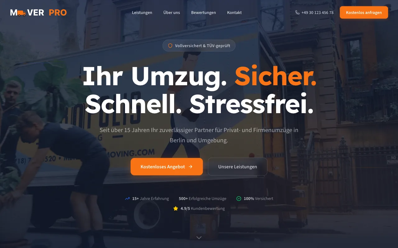 MoverPro Umzüge — Desktop-Ansicht