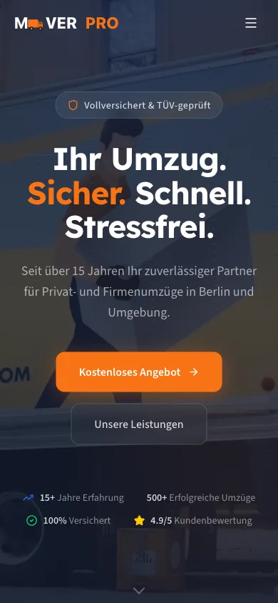 MoverPro Umzüge — Mobile-Ansicht